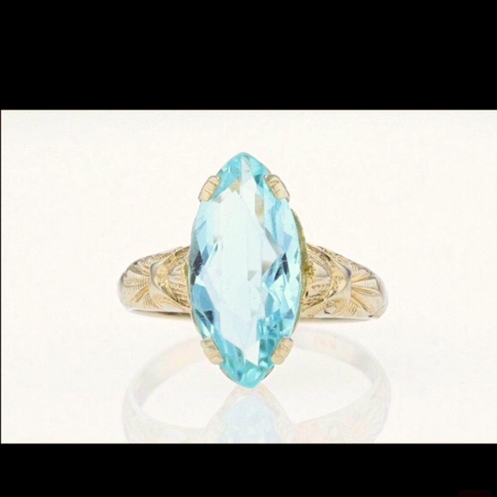 18k ART DECO FILIGREE SETTING WITH A 2.5ct NATURAL AQUAMARINE 💧 - Picture 3 of 6